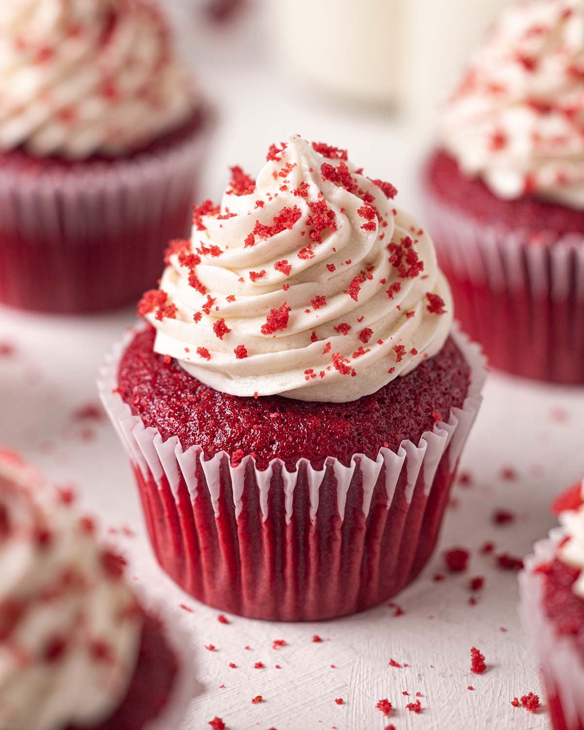 Red velvet cupcake with cream cheese frosting